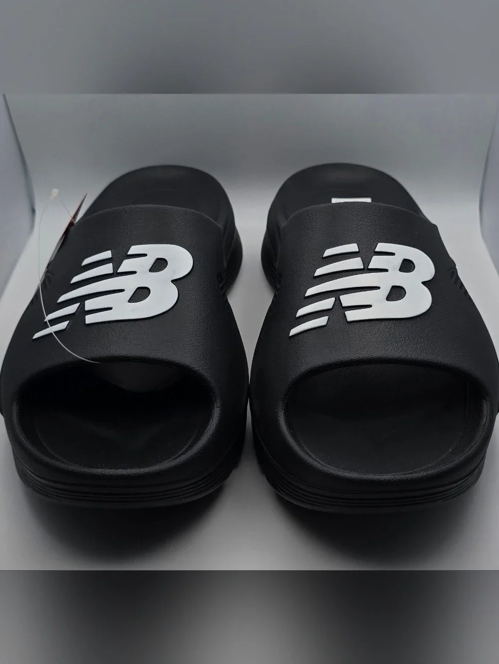 New Balance Black Slide with White Accents